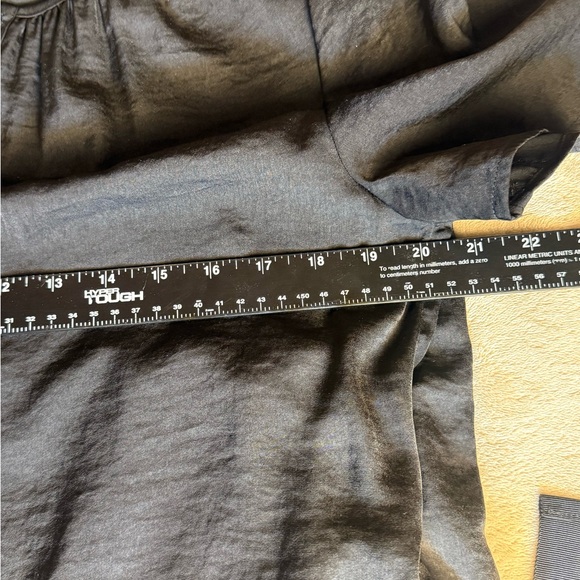 EUC Lucky Brand Black Short Sleeve Shirt Dress Hidden Snaps 100% Polyester M - Picture 5 of 5